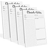 Church Notes Notebook 5.5 x 8.5 Inch Tear Away Sermon Note Journal Christian Sticky Note Pads Self Adhesive Religious Sticky Notepads Church Note Taking Supplies (4 Pcs)