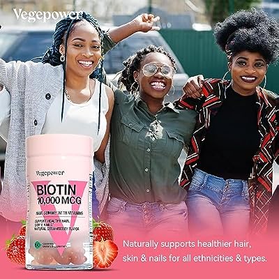 Biotin Gummies for Hair Growth 10000mcg - Vegan Biotin Vitamins Supports Healthy Hair, Skin and Nails, Hair Vitamin Gummy for Women & Men - Non-GMO, Chewable Supplement