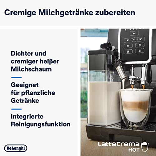 Foto von De'Longhi Dinamica ECAM 350.50.B Kaffeevollautomat mit LatteCrema Milchsystem, Cappuccino, Espresso & Kaffee auf Knopfdruck, Digitaldisplay, 2-Tassen-Funktion, Großer 1,8 L Wassertank, schwarz