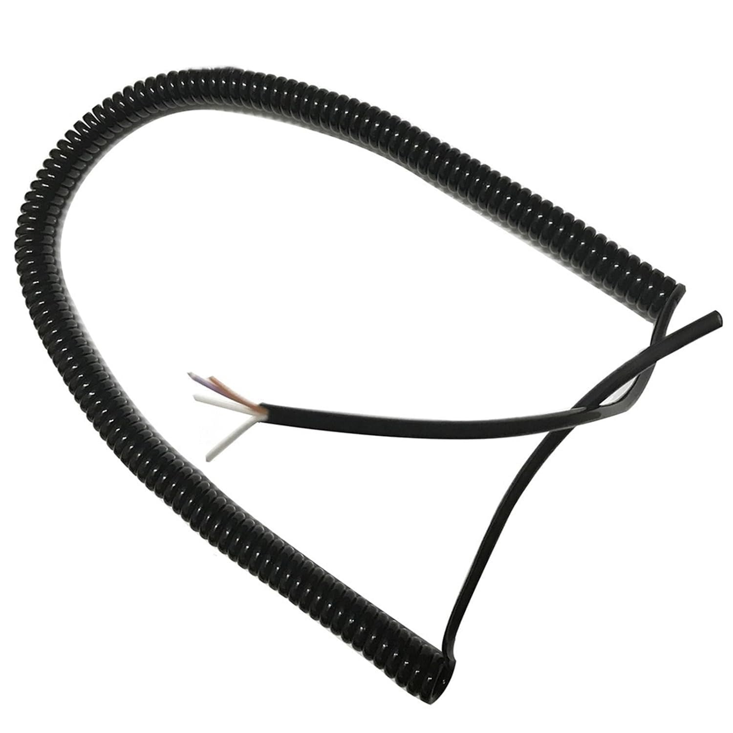 Kabel spiralny sprężynowy, 2-żyłowy, 3-żyłowy, teleskopowy, kabel sprężynowy, 0,2 mm, kwadratowy, wielordzeniowy drut miedziany, czarny (3-żyłowy 0,2 mm kwadratowy)