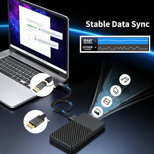 Câble micro B 3.0 externe compatible Seagate WD et MacBook Air M2 Pro - 3