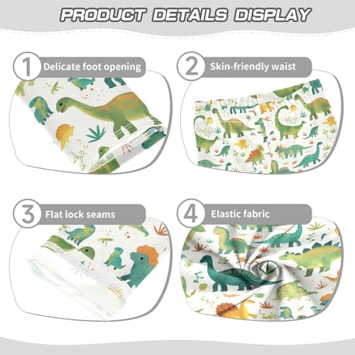 KLL Set Cartoon Watercolor Dinosaurs Toddler Girl Legging Soft High Waisted Yoga Pants Gym3