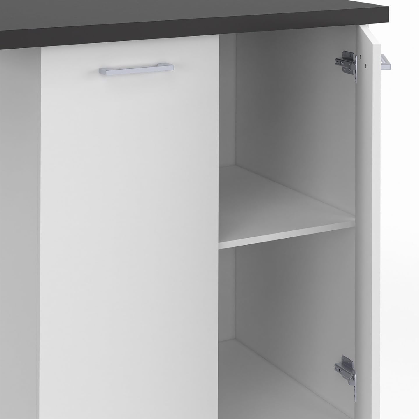 IDMarket - Ilot Central IVO 100 cm Blanc avec Plan de Travail Gris Anthracite