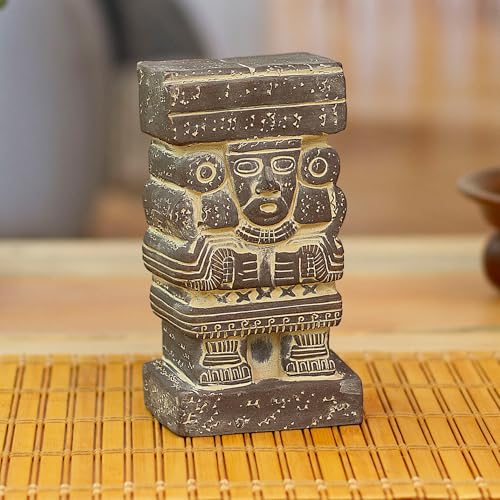 Escultura cerámica arqueológica gris de 6.75 pulg., 'Diosa Chalchiuhtlicue' miniatura 3