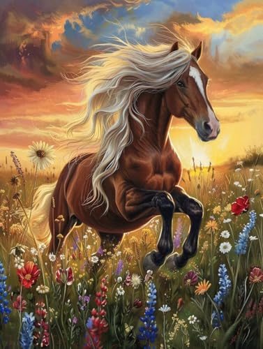 Peinture Diamant Cheval G0-528 : Décoration Murale Salon et Activité Manuelle en Famille