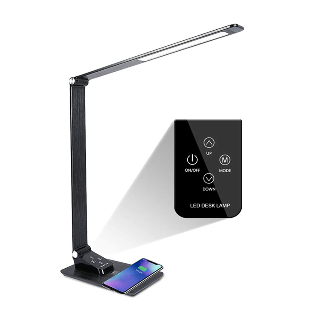 BSFYUK Led Desk Lamp,Eye protection Wireless Charging Lamp With Smart Table Lam Foldfive-Speed Dimming Charging Lamps Office Reading Studying Working Battery Operated Led Table Lamp (17.7In*4.7In)
