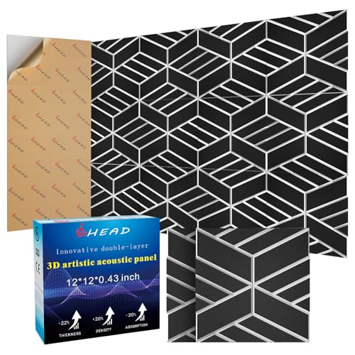 12 Pack 2-Layer Soundproof Wall Panels, 12 x 12 x