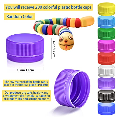 image for Motbach 100 PCS Colorful Plastic Bottle Caps, 1.2 Inch Plastic Bottle 