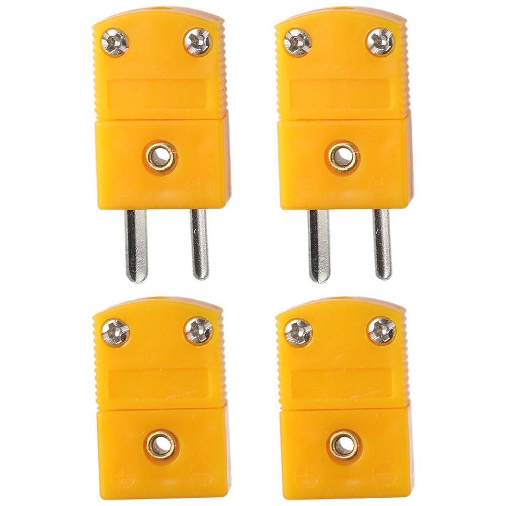 AllGIFT 2 Pair K Type Thermocouple Connector Yellow Easy Installation Wire Connector Mini