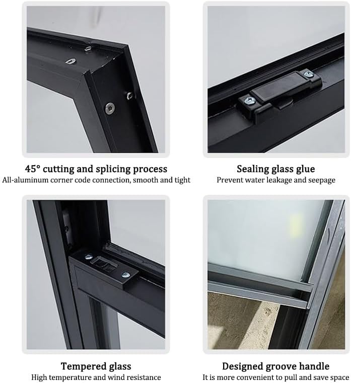 Shed Window, Venting Entry Door Replacement Glass Shutters, Vertical Slide Soundproof Sash Screen for Home Improvement Exterior Front Door(30x60CM)