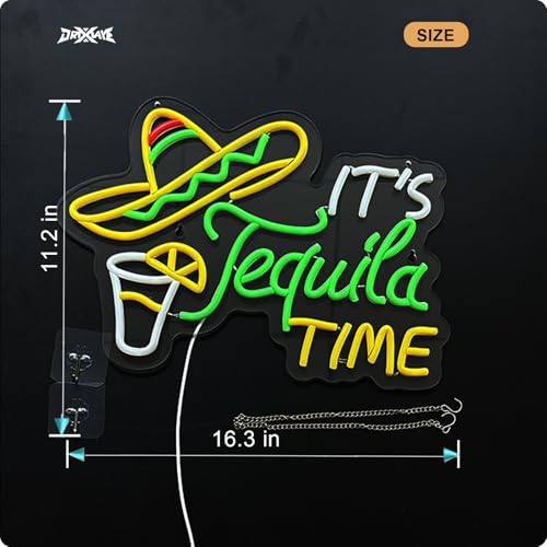 Image of Tequila Neon Sign Mexican Tequila LED Neon Light USB Powered Dimmable Man Cave Cafe Bistro Club Party Beer Bar Restaurant Decor(16.3x11.2 Inch)