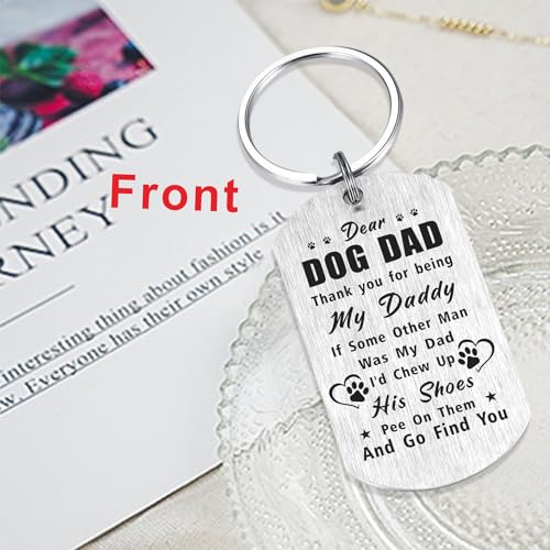 Image of Laluminter Fathers Day Dog Dad Gifts - Best Dog Dad Ever Keychain - I Woof You Gift from Doggy to Daddy