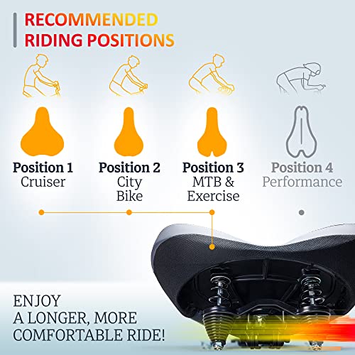 Giddy Up! Bike Seat - Compatible With Peloton Exercise And Road Bicycle - Oversized Comfortable Bike Saddle - Extra Wide Replacement Universal Fit Indoor Outdoor Padded Memory Foam Waterproof Cover #TOP5