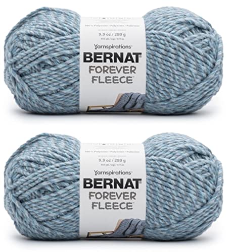 Image of Bernat Forever Fleece Blue Wave Yarn - 2 Pack of 280g /9.9oz - Polyester - 6 Super Bulky - 194 Yards - Knitting /Crochet