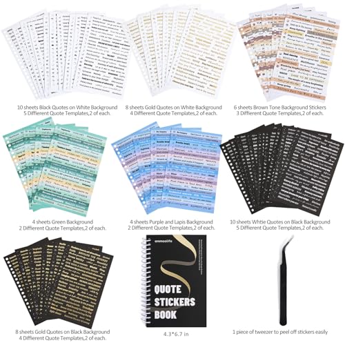 Image of 2500+ Pcs Word Stickers for Journaling, 50 Sheets Quote Sticker Gold Foil Art Scrapbook Supplies for Junk Journal, Scrapbooking Supplies for Bullet Journal Craft Small Talk Stickers for DIY Gift Card