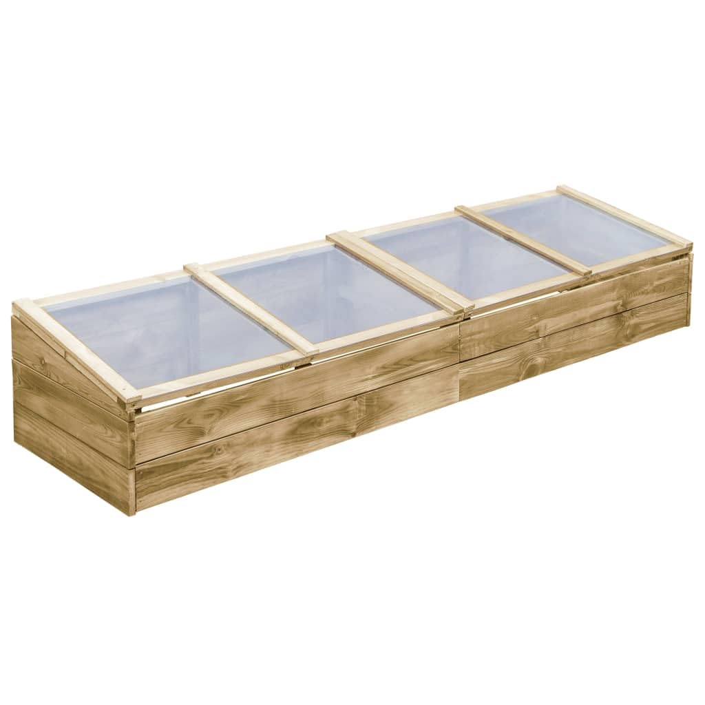vidaXL Pin Imprégné Serre Froide Jardin Toit Patio Bac à Fleurs Jardinière