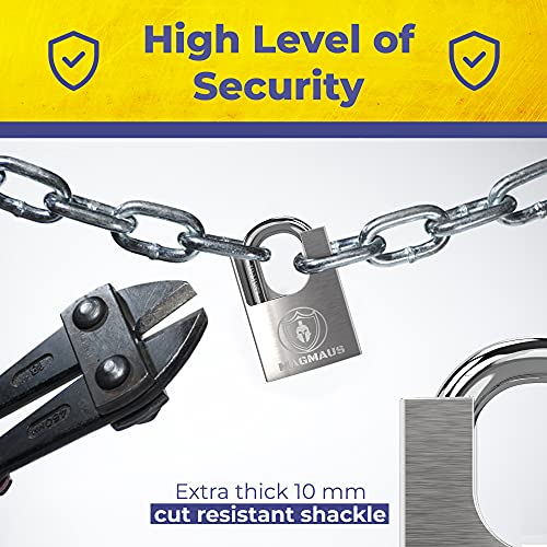 Image of Magmaus SDL /50 [Closed Shackle] Heavy Duty Lock with 3 Keys - [Stainless Steel] Weatherproof Padlock for Outdoor Use - Ideal for Storage Unit, Shipping Container, Gate