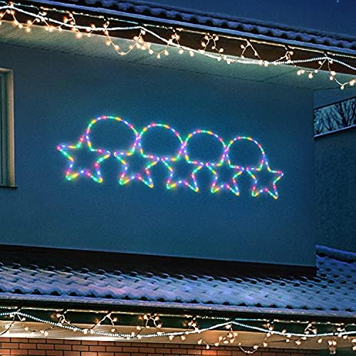 CHRISTOW Star Christmas Light Outdoor Decoration, Energy Efficient LED Rope Light, Flashing Wall Silhouette, Mains Operated, 200cm (Multi Coloured)