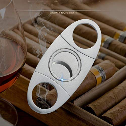 Cigar Cutter Guillotine Stainless Steel Smooth Double Blade Exquisite Cigar Clippers Cigar Accessories(2 Pack) (Silver) #TOP1