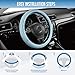 PIC AUTO Steering Wheel Cover, Light Blue Patterned Leather Patchwork Design, Universal Fit 14.5