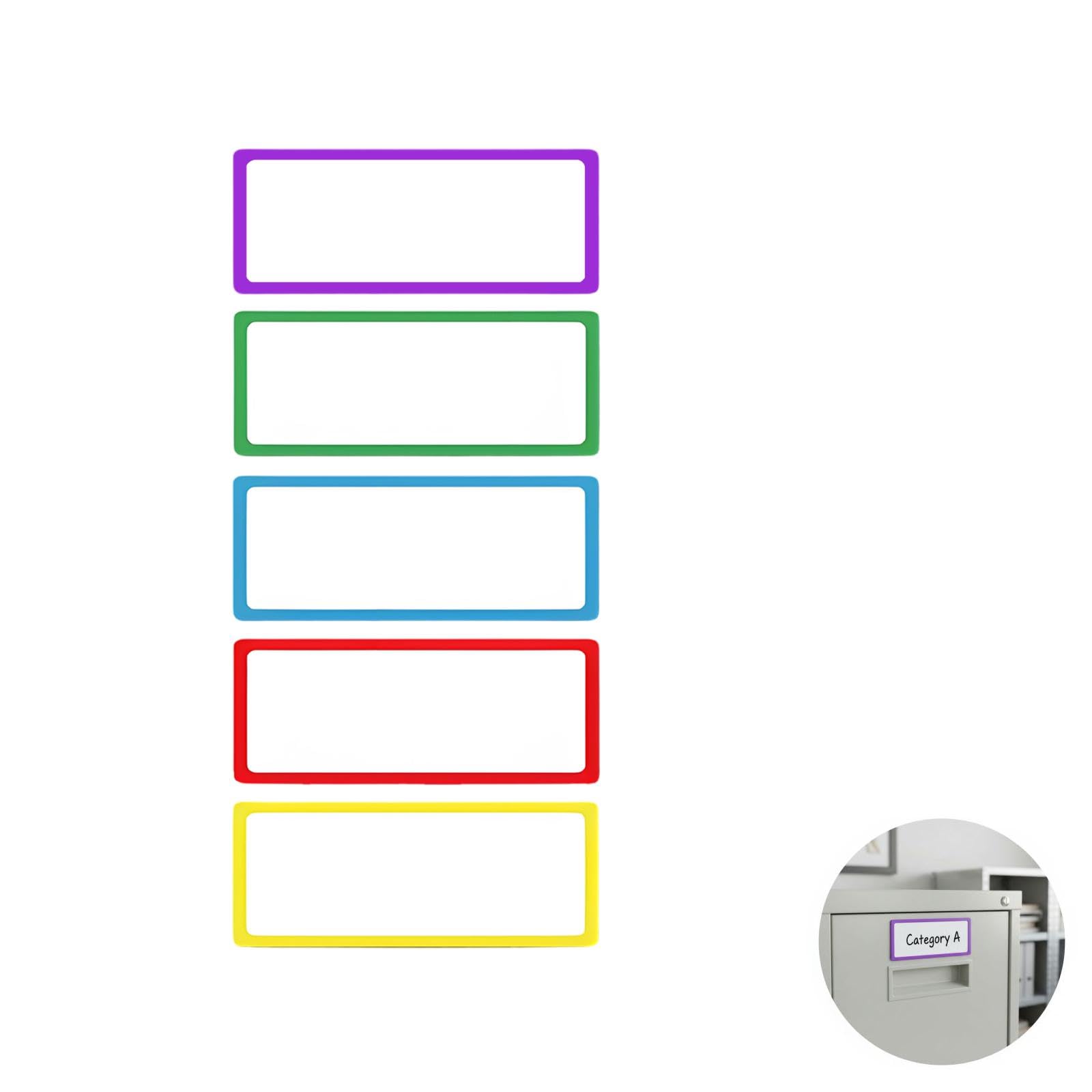 50 Stück mehrfarbige trocken abwischbare Etiketten für Metallflächen, selbstklebende Kunststoffetiketten, 10 x 5 cm, wiederverwendbar für Büro, Ordner, Klassenzimmer, Lager und Zuhause