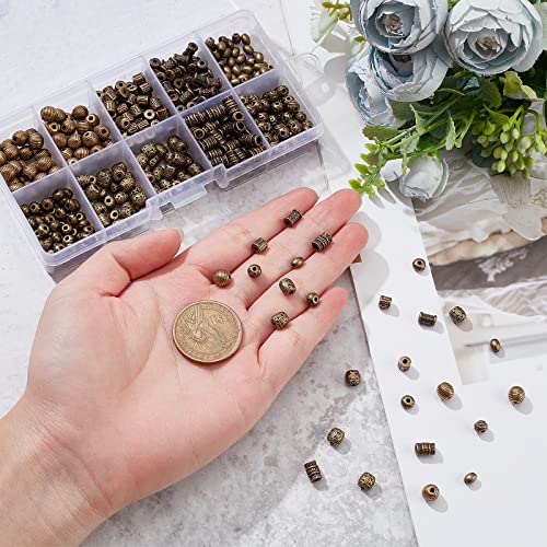 NBEADS 480 Pcs 8 Styles Tibetan Style Alloy Spacer Beads - Image 2