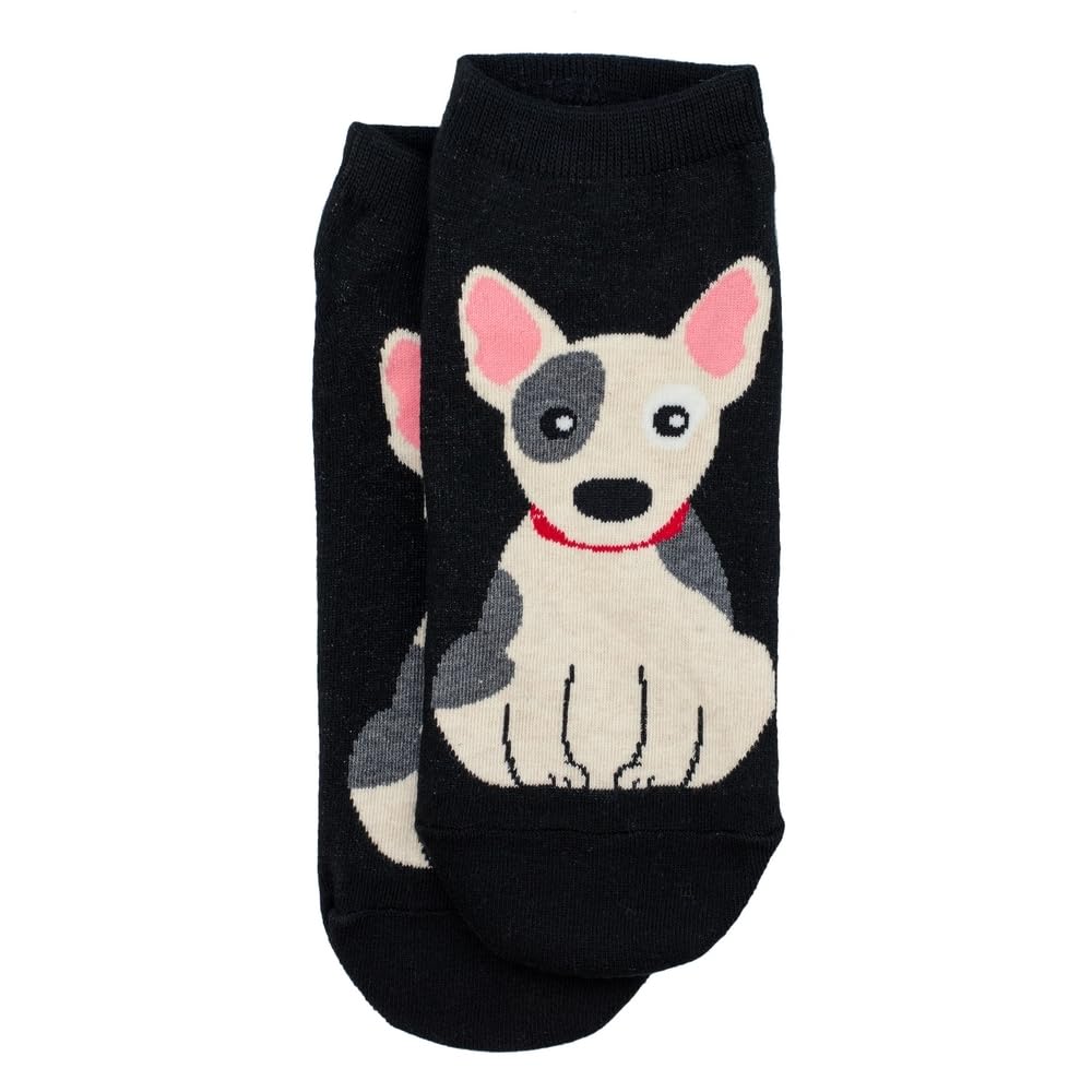 JOE COOL Unisex Cotton & Spandex Ankle Socks with Bull Terrier Motif in Black