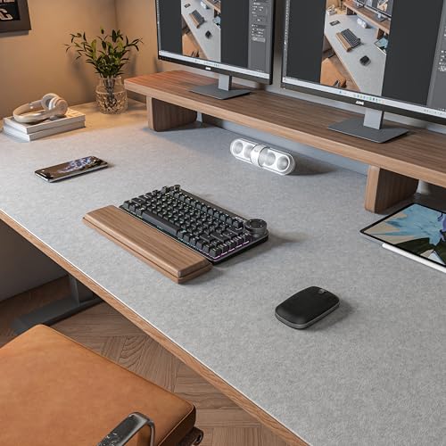 Image of Large Felt Desk Mat,47.2 inchx 23.6 inch,Non-Slip Desk Pad for Office and Home,120x60cm Full Table Mouse Pad,Keyboard Mats for Desk,Desktop Protection(Light Gray)