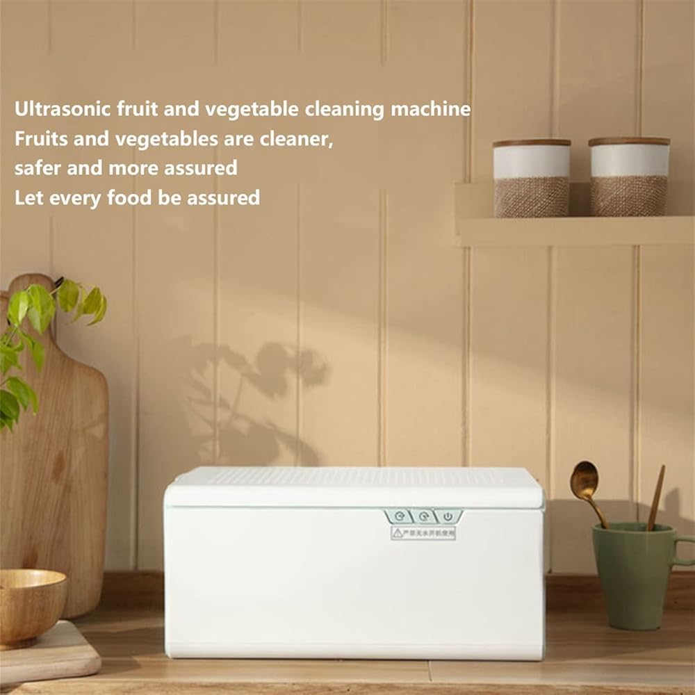 Ultrasonic Fruit & Veggie Washer, 3L Purificatore di Cibo Domestico con Timer Digitale, rimuove pesticidi e Sporco in Modo Sicuro, Macchina di disinfezione Automatica per Uso della Cucina