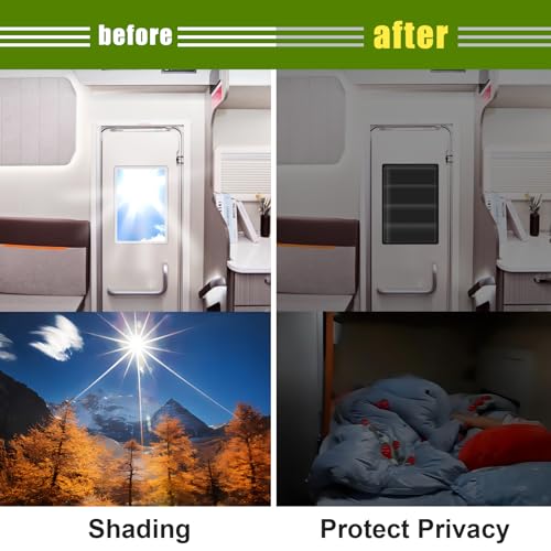 Image of RV Door Window Shade Cover 25 inch (L) x 16 inch (W), Foldable Hook&Loop Design, RV Blackout Window Cover with UV Protection, Waterproof Fabric, Reflective