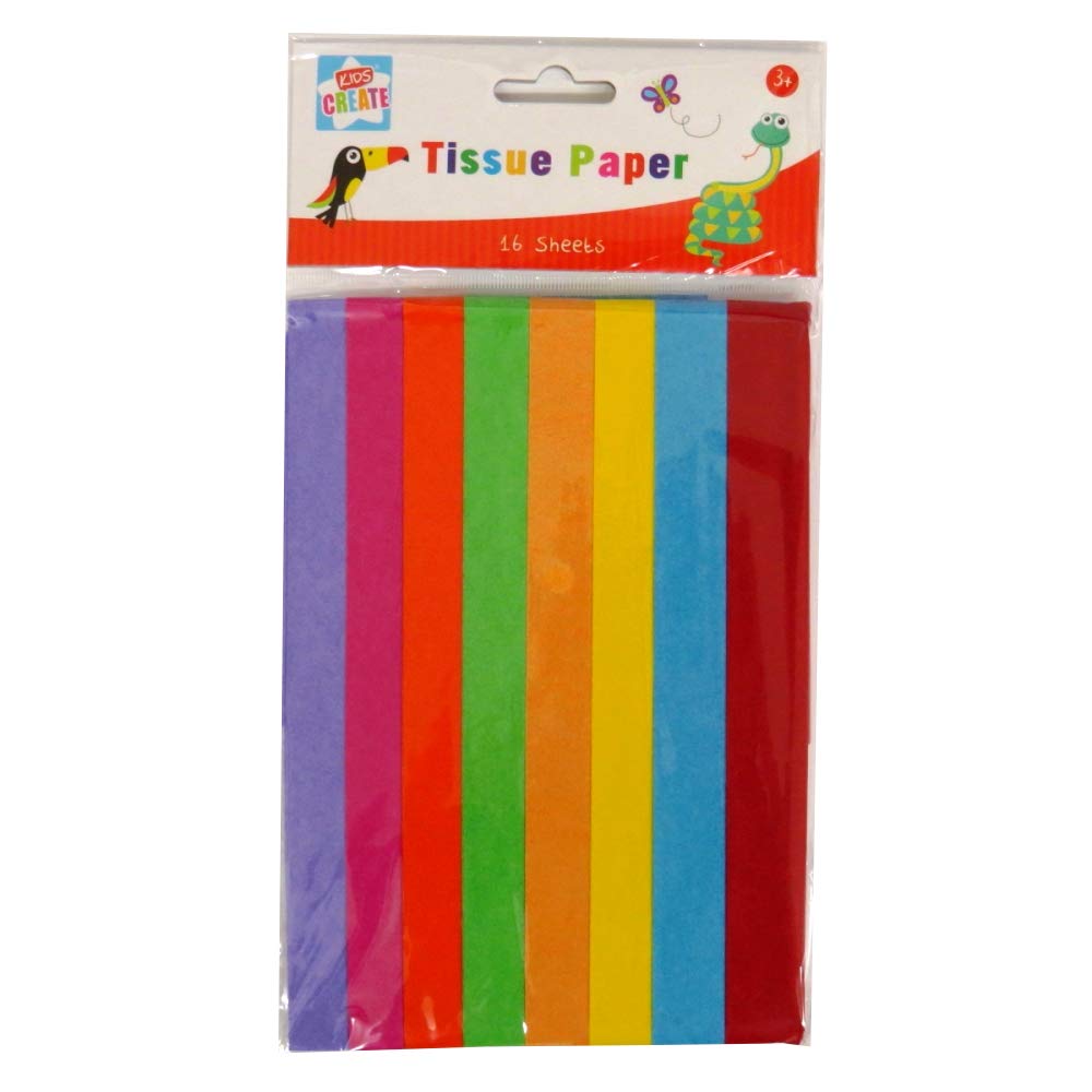 Kids Create Mixed Coloured Tissue Paper, 16 Pack, 8 Colours