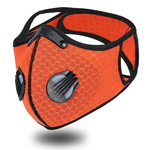 KIDS Sport Cycling Mask With Filter and 2 valves Protective Cycling Mask Activated Carbon Anti-Pollution Sport Training Bike Facemask (Orange)