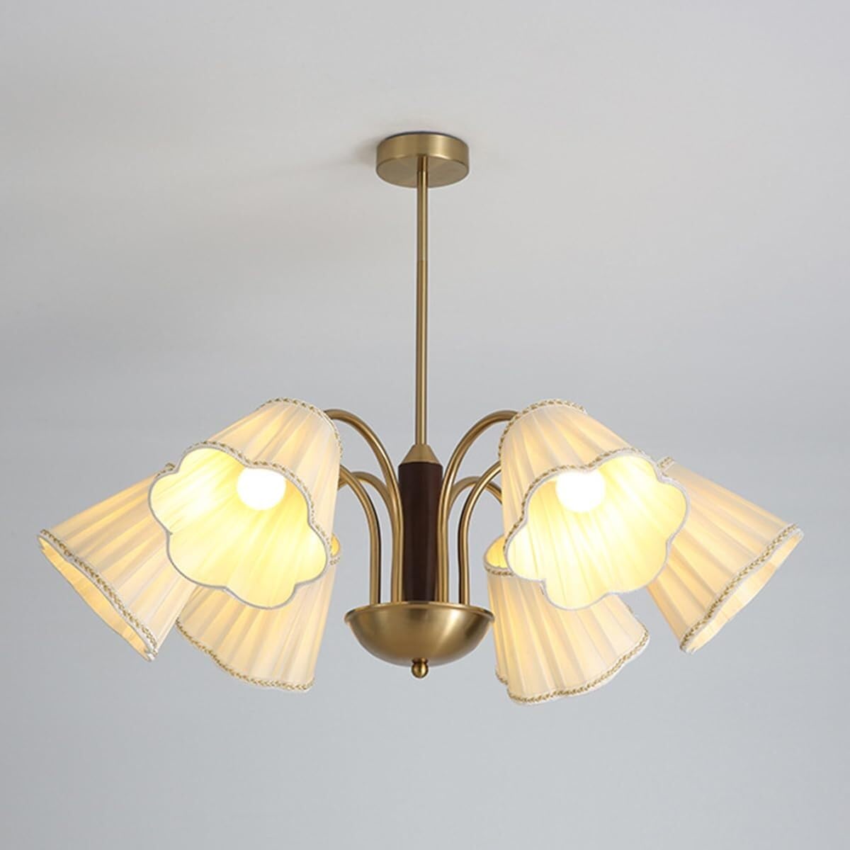 Vfdaswqq One Color Lamp, 5-Lights Fabric Large Iron Chandelier Vintage Flush Mount Farmhouse(6 Light)