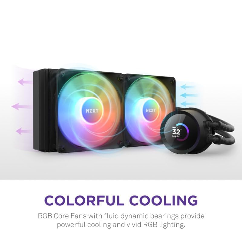 Image of NZXT Kraken 360 RGB - RL-KR360-B1-360mm AIO CPU Liquid Cooler - Customizable 1.54 inch Square LCD Display for Images, Performance Metrics and More - 3 x F120 RGB Core Fans - Black