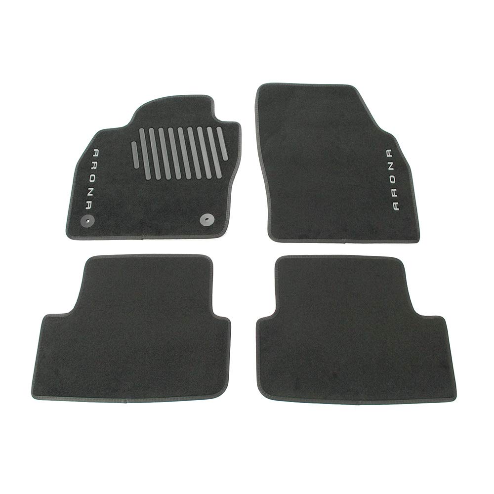 Seat 6F9061675C041 Trail Textil - Juego de 4 Alfombrillas de Tela de Terciopelo, Color Negro, con Texto Arona