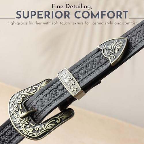 Image of 25mm Genuine Leather Waist Belt for Women - Fancy Vintage Buckle Belt For Jeans | Stylish Adjustable Party Belt For Ladies /Girls /Women | Waist Size 28-44 Inches