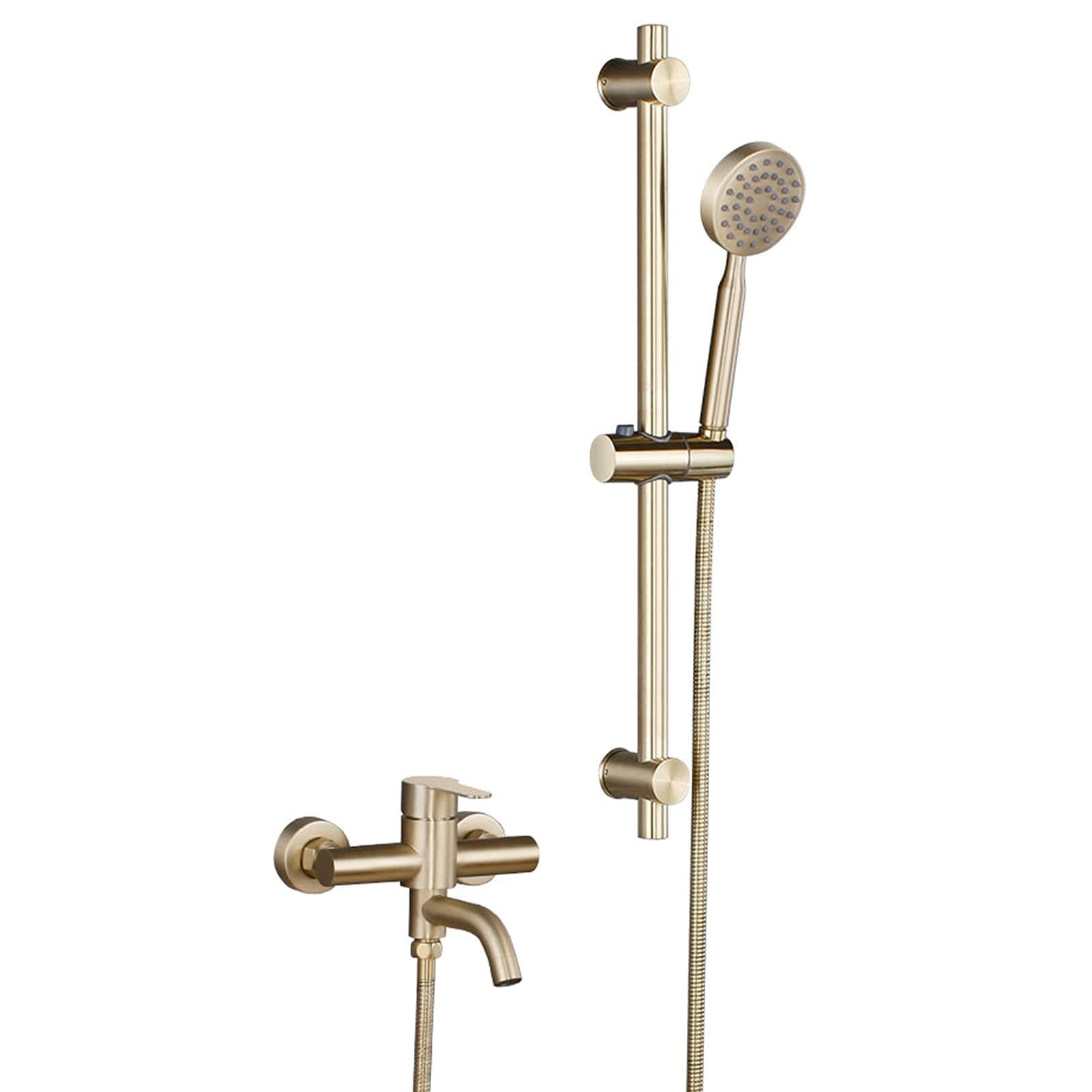 OZBMA Shower Faucet Set Gold, 304 Stainless Steel Bathtub with Hand Shower, Hot and Cold Mixer Tap, Wall-Mounted Sliding Bar