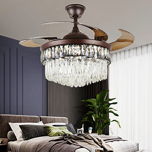 Ruiwing 42" Luxury Ceiling Fan Contemporary Chic Crystal Chandelier Fan