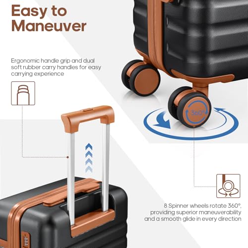 Image of UKEIN Luggage Sets 5 Piece, Carry On Luggage 20In With Spinner Wheels, Hardside Suitcase Set with TSA Lock,Durable Large Suitcase With Travel Backpack for Men-20 /24 /28in (Black, 5 piece set)