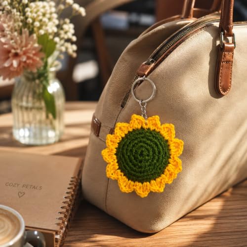 Image of Handmade Crochet Keychain Flower Design