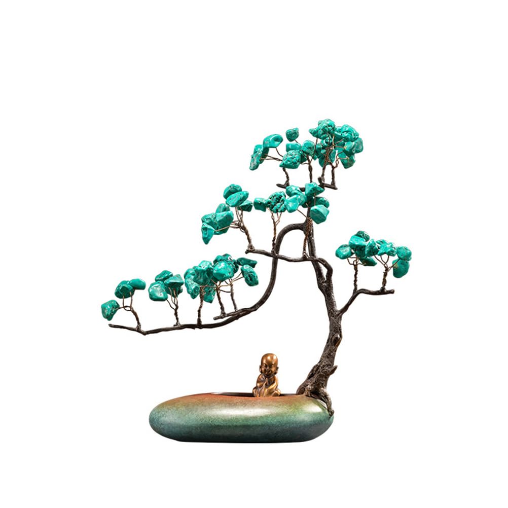 Hhhxkkuu Handcrafted Brass Pine Tree Bonsai Sculpture(35x15x35cm)