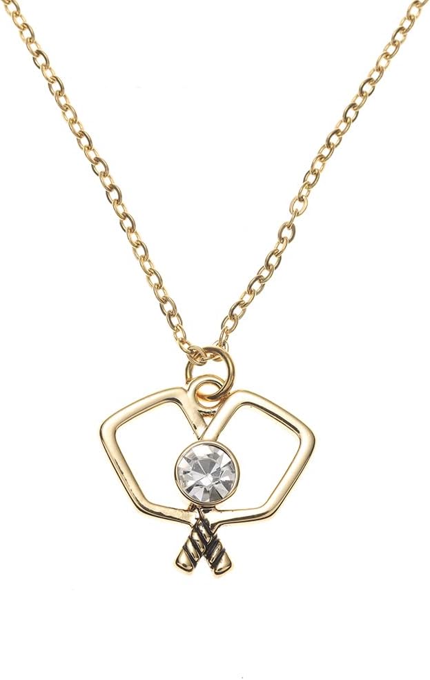 Sportybella Born to Rally Pickleball Necklace, Pickleball Gift for Women, Pickleball Jewelry, Silver Pickleball Paddle Pendant Necklace