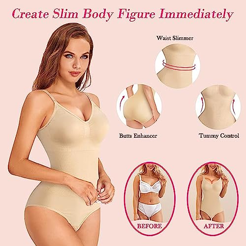 Image of Bodysuit for Women, Tummy Control Bodysuit with Adjustable Straps, Seamless Snatched Body Shaper(ED019)