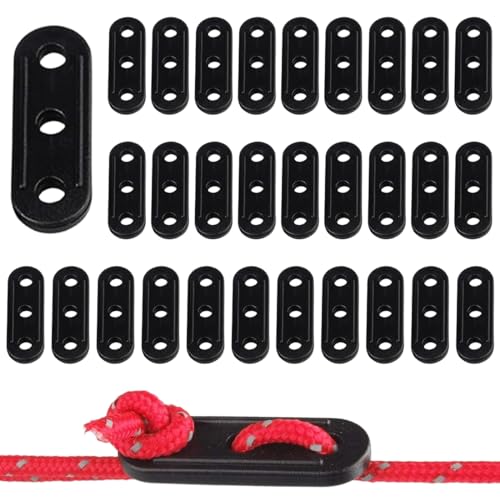 TEOZBLU 30 Stück Zeltleinenspanner, Wind Seil Schnalle, 3 Löcher Cord Adjuster, Seilspanner, Schnurspanner Kunststoff für Picknick, Outdoor Aktivitäten, Zeltzubehör