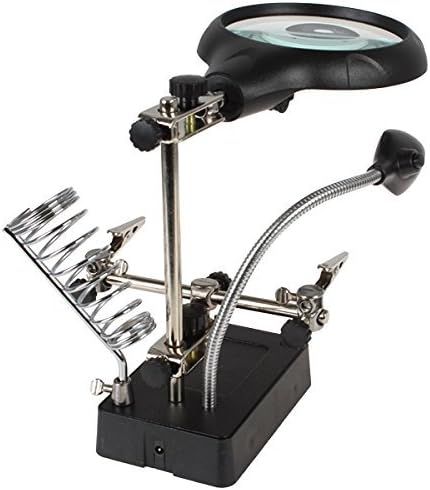 Neon 2.5X 7.5X 10X LED Light Magnifier & Desk Lamp Helping Hand Repair Clamp Alligator Auxiliary Clip Stand Desktop Magnifying Glasses