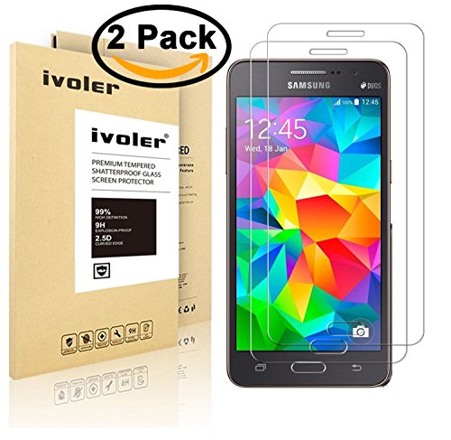 [2 Pack] iVoler [Tempered Glass] Screen Protector for Samsung Galaxy Grand Prime, [0.2mm Ultra Thin 9H Hardness 2.5D Round Edge] with Lifetime Replacement Warranty