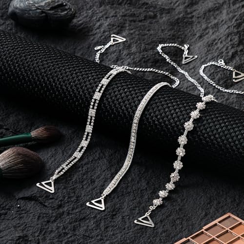 3 Pairs Rhinestone Bra Straps Decorative Removable and Adjustable Wedding Bra Strap for Women Bridal Dress, 3 Styles3
