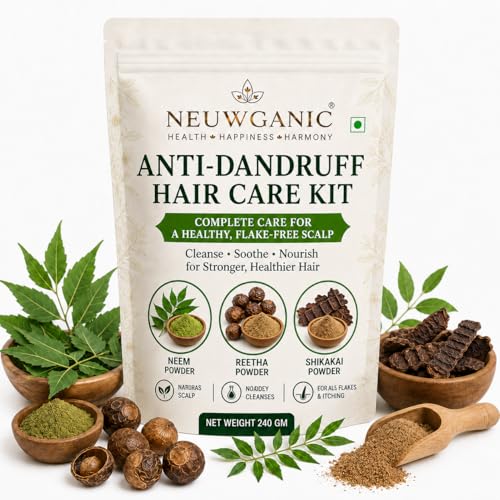 Image of Anti-Dandruff Hair Care Kit | Neem, Reetha & Shikakai Powder Combo | Helps Reduce Dandruff, Cleanses Scalp & Maintains Scalp Hygiene | Natural Hair Care for Men & Women