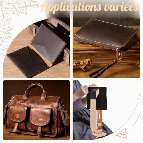 OLYCRAFT Pince à coudre 360° en bois pour poney et cuir - Pince à coudre manuelle - Cuir enveloppé - Maroquinerie, artisanat, couture, bricolage – vue 6