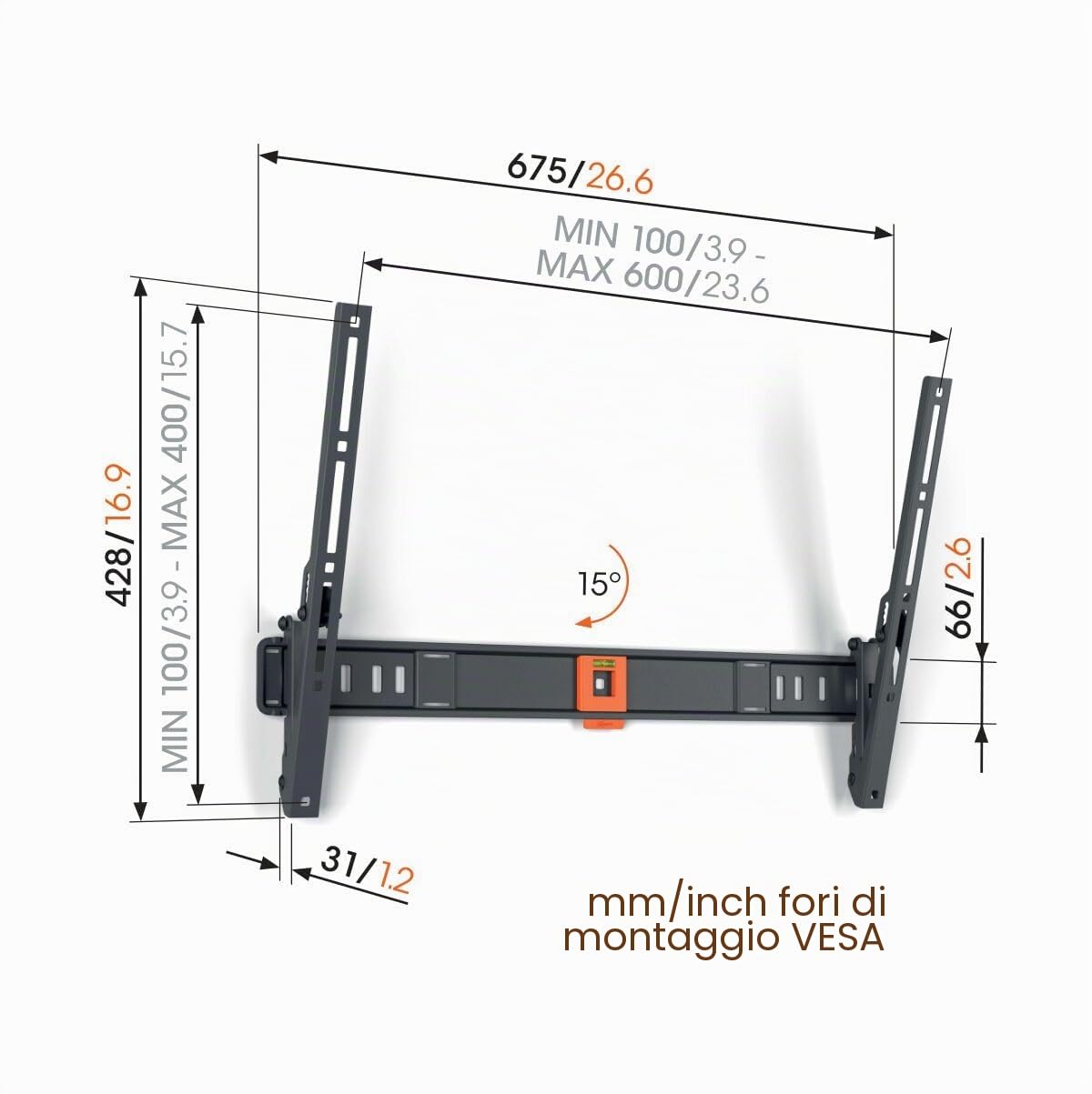 Vogel’s TVM 1615 Supporto TV inclinabile per televisori da 40-77 pollici, Max. 35 kg, Staffa da parete per TV max. VESA 600x400 | Compatibile universalmente, Inclinabile, Certificato TÜV, 35 kg, VESA fino a 600x400, Materiale di montaggio incluso